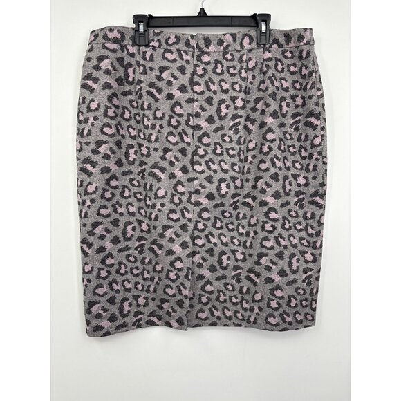 Talbots Wool Animal Print Pencil Skirt Size 18 Gray Pink - Picture 4 of 6